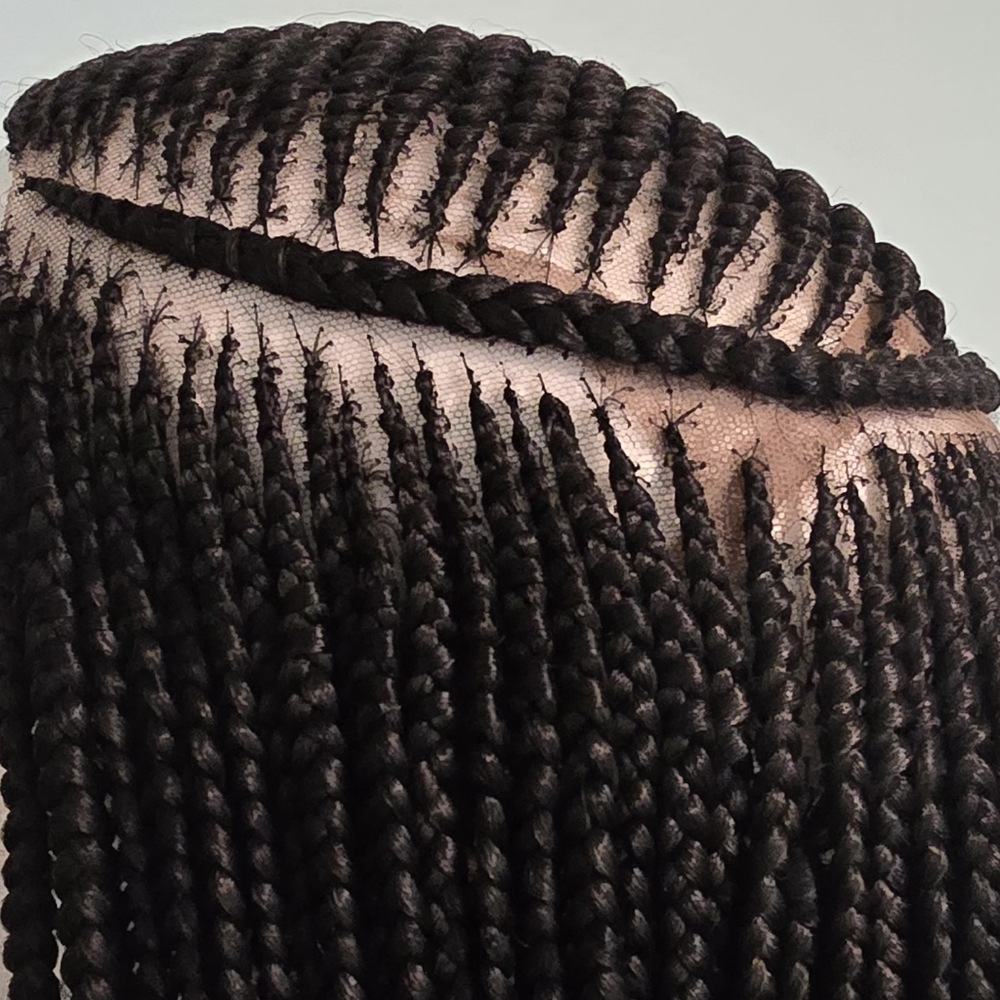 Elegant Handmade Braided Lace Wig, Knotless Box Braids Long Dark Brown Wig - New - Picture 8 of 16